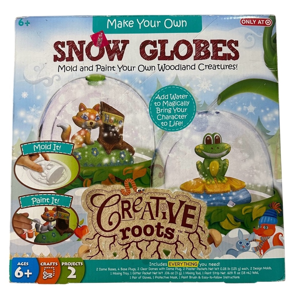 BRAND NEW Creative Roots Make Your Own Snow Globes Arts & Crafts Kit - Kids 6+